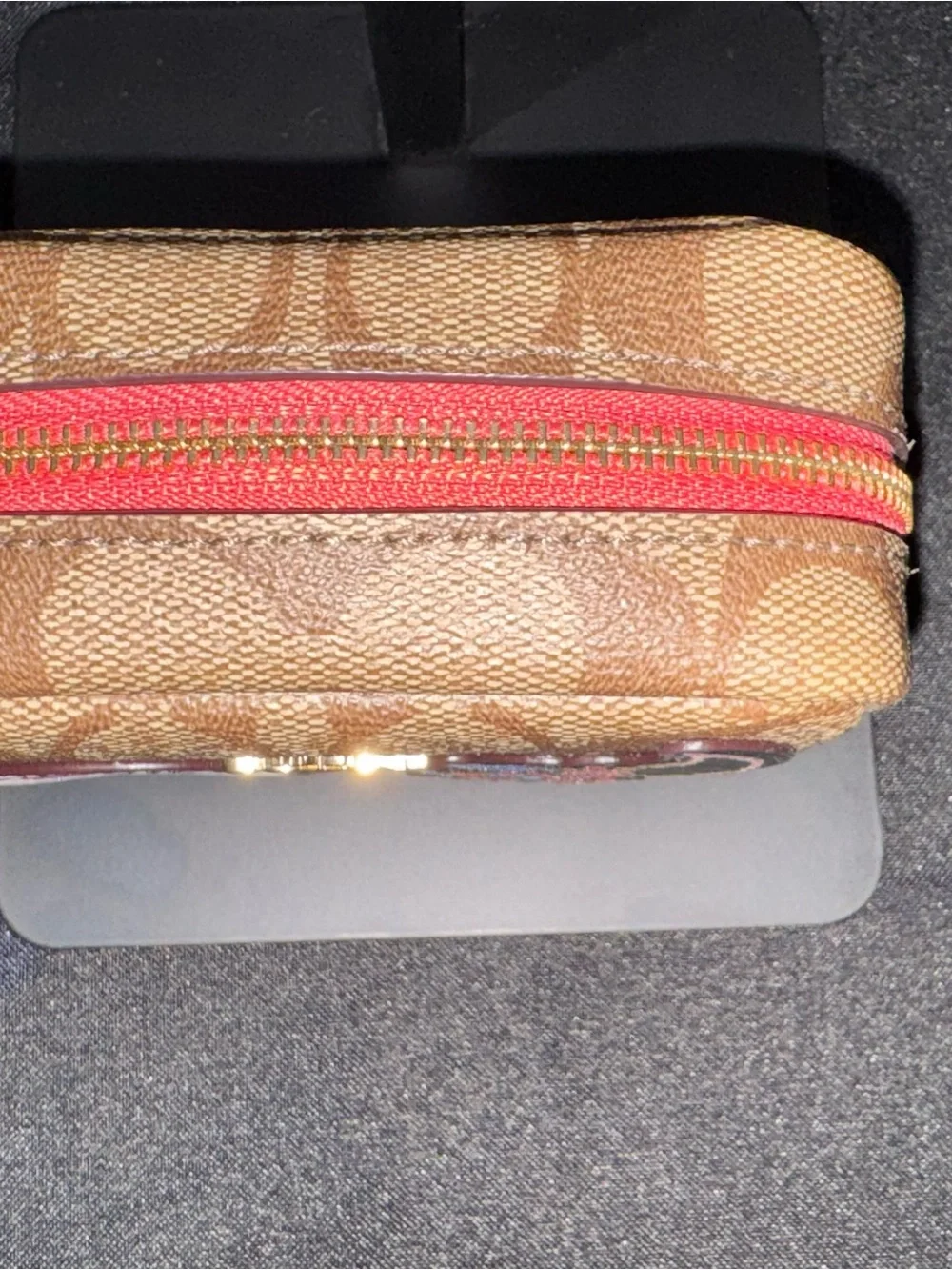 Coach Rare Signature Patch Mini Zip Pouch Glitter Thread Embroidery - Picture 8 of 8
